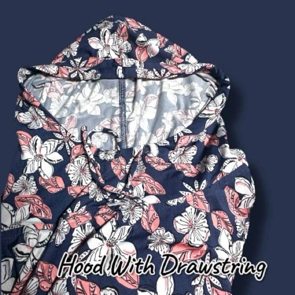 EUC (Like New) ASPEN Floral Hooded Swim Coverup in Blue, Pink, Cream. Size S - Picture 8 of 13